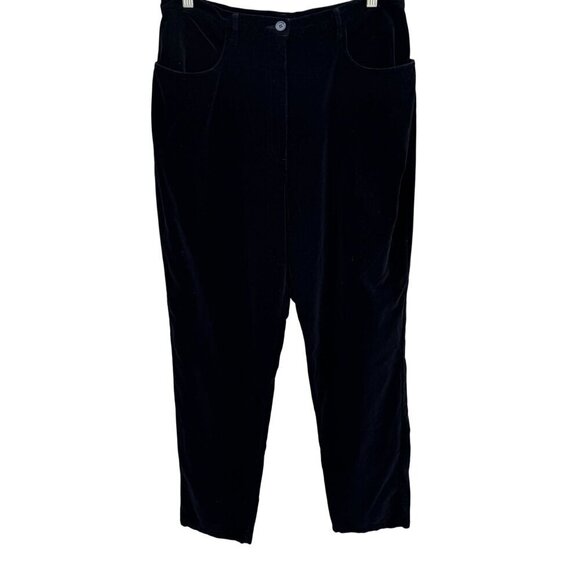 Clifford Wills CW Vintage Womens Black Goth Velvet High Waist Straight Leg Pants - Picture 1 of 8